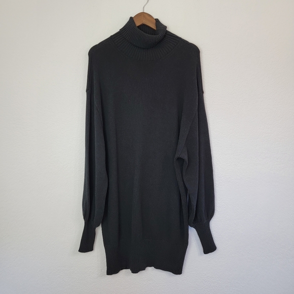 MISA Los Angeles Nastassja Cashmere-Blend Turtleneck Sweater Dress Black Medium - Picture 2 of 11